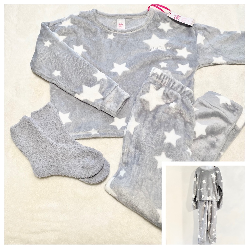 New Girl’s 3PC Justice Plush Patterned Pajamas/Lounge Set